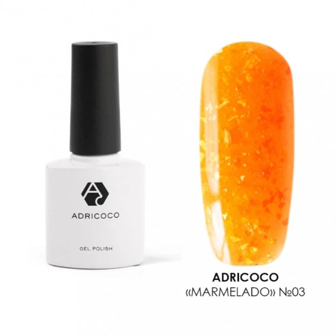 Неоновый гель-лак MARMELADO c разноцветной слюдой Апельсиновая карамель №3 8 мл