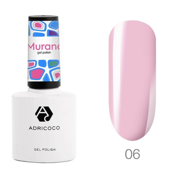 Adricoco, витражный гель-лак Murano №06 (пудровый), 8 мл